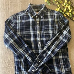 Merona Blue Plaid Casual Button Down Shirt